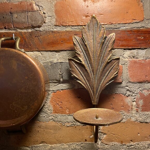 🕯️Vintage copper coloured Leaf Candle Sconce/ holder🌛Applique de bougie - Picture 5 of 8